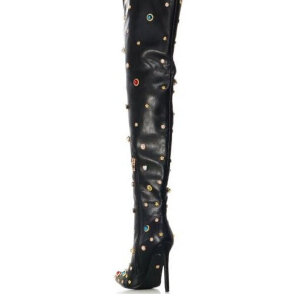 AZALEA WANG " JEWELED JOURNEY " EMBELLISHED ABOVE THE KNEE BOOT (BRAND NEW !!!!! - Picture 4 of 8